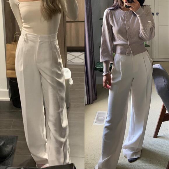 Aritzia Pants - Aritzia Wilfred The Effortless Linen High Waisted Wide Leg Pant White New